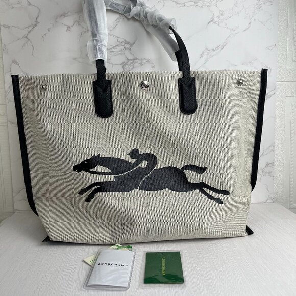 NWT Longchamp Essential Toile Large Canvas Tote bag - Picture 1 of 10